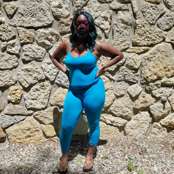 Mid-rise Turquoise ankle length leggings - Picture 3 of 6
